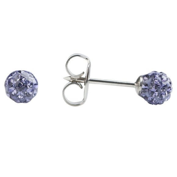Studex Stainless Steel 4.5MM Fireball Tanzanite Crystal Ear Piercing Earrings - Picture 1 of 6